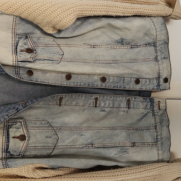 LIT2 Oversized Denim Jacket Sweater Sleeves Size Medium - Picture 2 of 11